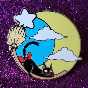 3/$20 Jiji Black Cat Broom Crescent Moon Kiki's Delivery Service Hard Enamel Pin